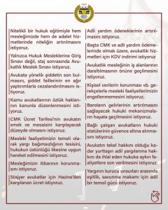 BAROLAR ORTAK BASIN BİLDİRİSİ (AVUKAT İÇİN DE ADALET)