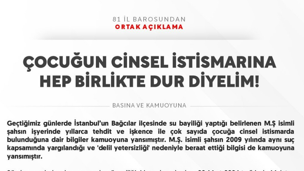 81 İL BAROSUNDAN ORTAK AÇIKLAMA